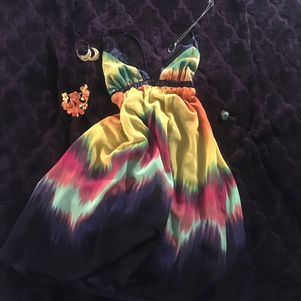Forever 21 Retro Vintage Inspired Rainbow Dress